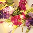 thumbnail image 3 of Lighted Lavender Wreath for Front Door 15.7" Colorful Daisy Wreath Spring Summer Wreaths Artificial Wild Flower Greenery Leaves Wreath for All Seasons Farmhouse Home Wall Indoor Outdoor Window Decor, 3 of 9