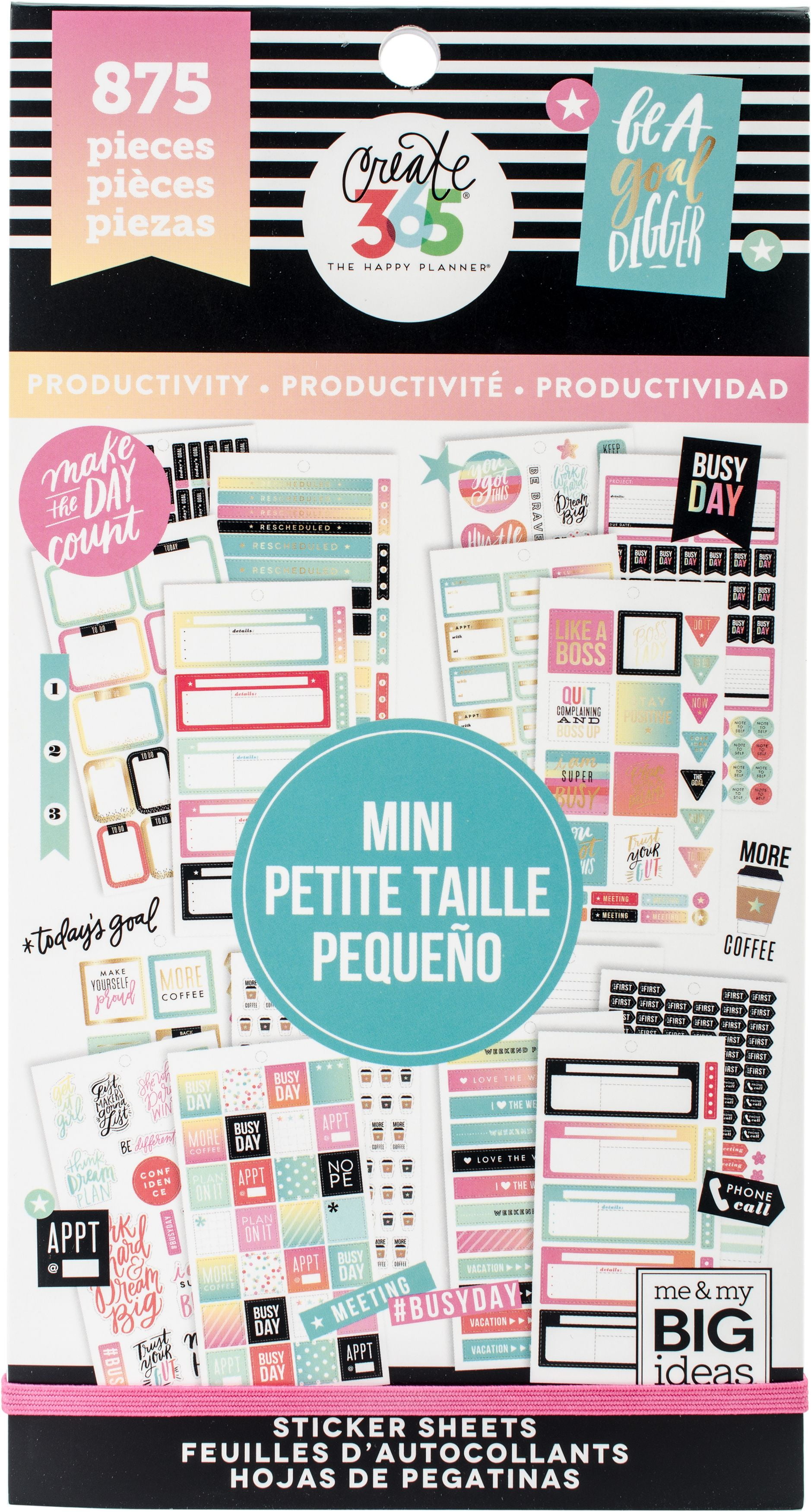 Happy Planner Sticker Value Pack-Productivity - Mini, 875/Pkg - Walmart