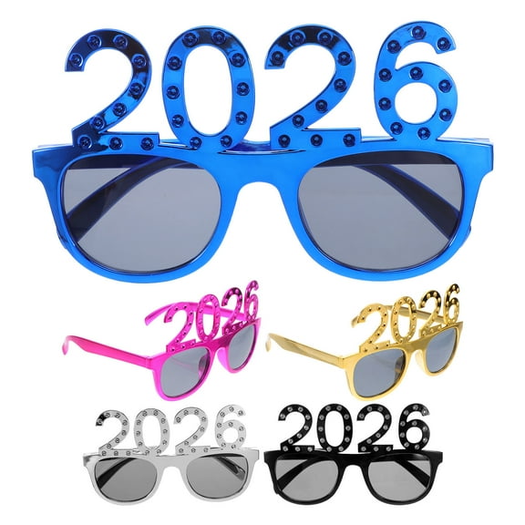 Tineasur 5pcs Assorted Color Plastic New Year Glasses Party Favors for Holiday Celebrations and Events