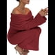 thumbnail image 3 of Vestido Ajustado Tipo Suéter con Hombros Descubiertos para Mujer, Elegante, de Larga, para Fiesta en Club, Midi y Formal. Rojo Vino L, 3 of 9
