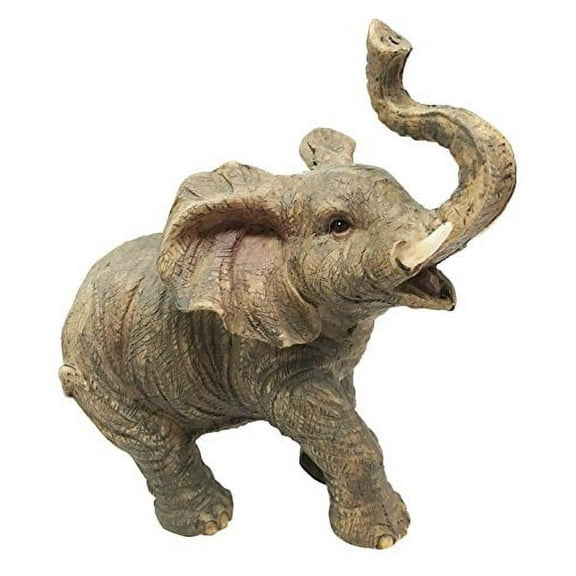 Safari Wildlife Adorable Male Tusked Elephant Trumpeting Collectible Figurine