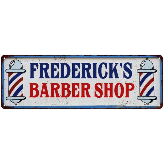 FREDERICK'S Barber Shop Hair Salon Vintage Look Metal Sign Retro 106180031179