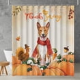 thumbnail image 2 of Happy Thanksgiving Basenji with Turkey Pumpkins Autumn Vibes Shower Curtain African Barkless Dog Lover Waterproof Bathroom Bathtub Curtain - 12018, 2 of 5