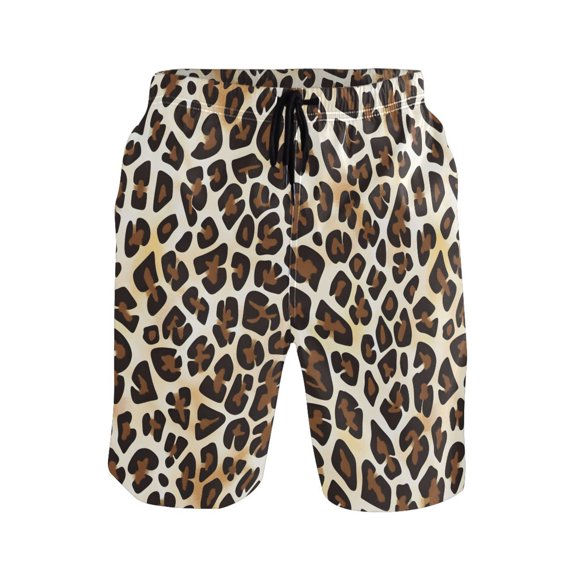 joogoo Men's Swim Trunks Leopard Animal Skin Beach Shorts with Pockets M