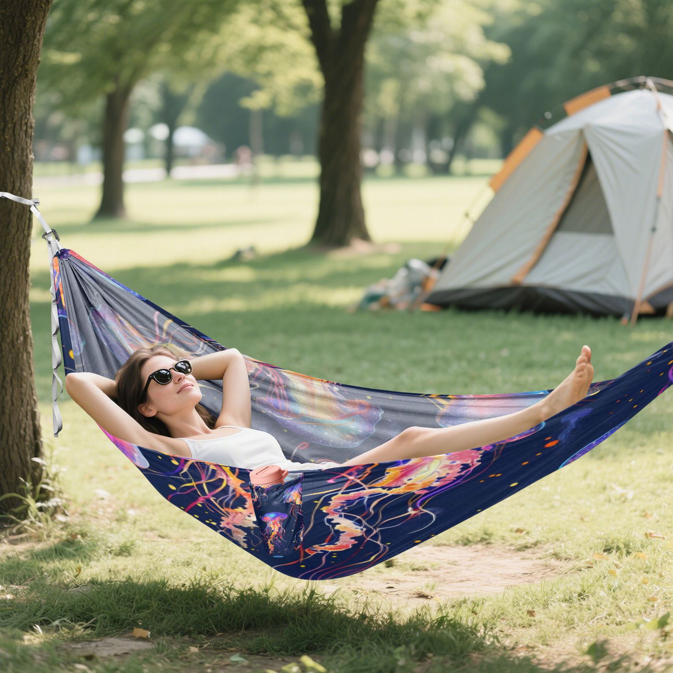 Hammock Camping Hammock Nylon Portable Hammock Travel Camping Hammock Purple Jellyfish