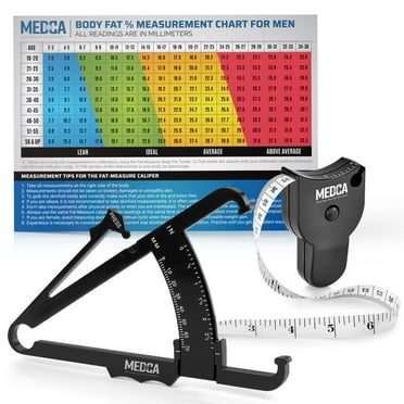MEDca Body Fat Caliper Measuring Tape, Skinfold, Black Plastic, 1 Pack