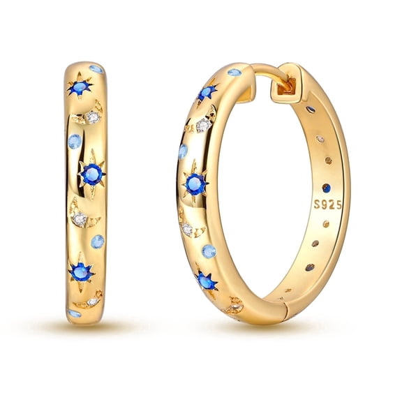 MULA European Original Starry Night 925 Sterling Silver Hoop Earrings AAA CZ For Women Jewelry Birthday Gift