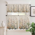 thumbnail image 2 of 3 Piece Kitchen Curtains and Valances Set Vintage Botanical Cafe Curtains 24 Inch Length Spring Floral Summer Botanical Rustic Valance & Tier Curtain for Living Room Bedroom Window 54"x18"+27"x24"*2, 2 of 6