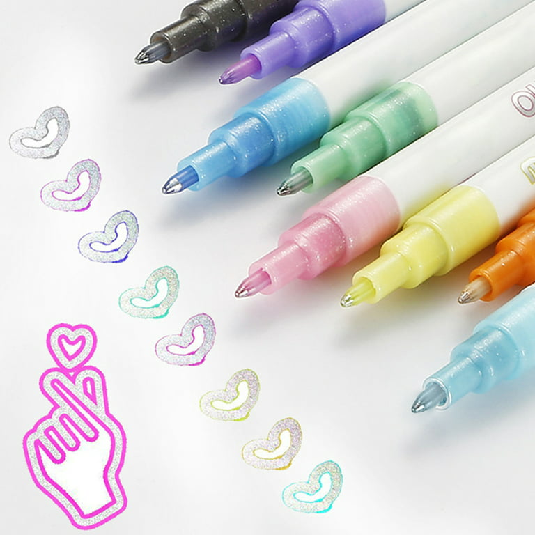 Relax Outline Markers, Super Squiggles Shimmer Markers, 12 Color Metallic Markers Double Line Pen, Size: 12pcs