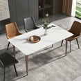thumbnail image 3 of Magic Home 63" Light Luxury Sintered Stone Dining Table with Carbon Steel Legs,Dining Table for 6 Person with Slate Rectangular Tabletop for Dining Room, White Tabletop with Moran Purple Legs, 3 of 6