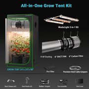 ALPHAGROW 2 x 2 ft 600D Mylar Grow Tent Kit with 33 W LED Light, 6 in Inline Fan and Carbon Filter