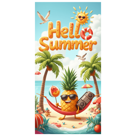 Tropical Vibes Hello Summer Banner Fun Beach Pineapple Sunglasses Sun for Summer Party Outdoor Celebration Beach Party