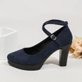 thumbnail image 6 of Women's Buckled Mary Jane Shoes Chunky Heel Dress Pumps Closed Toe Party Wedding Dress Shoes Casual Solid Color Pointed Toe Shoes, 6 of 9