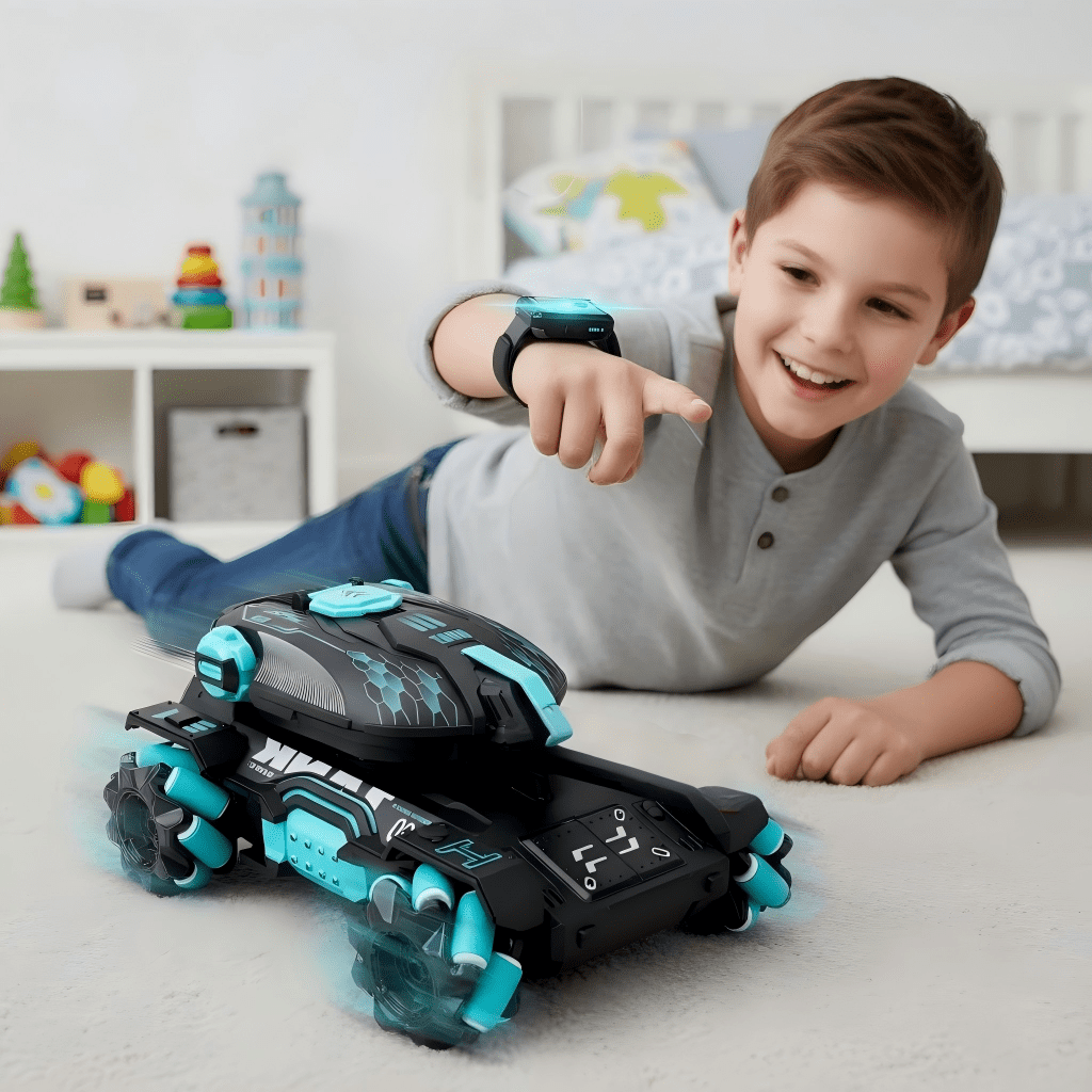 Tyethy RC Cars for Boys Gesture Sensing Remote Control Car RC Stunt Car Tank Toy with Lights Music for Kids Ages 5+, Blue