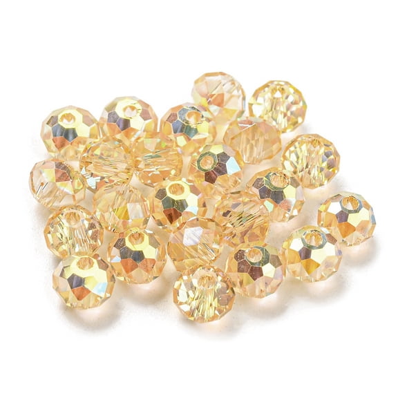 Transparent Electroplate Glass Beads Faceted Rondelle Gold 6x4.5mm Hole: 1.2mm 100pcs/bag
