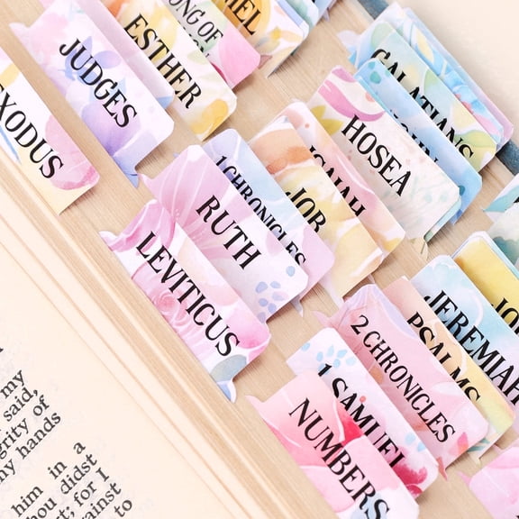 Bible Tabs for Women, 66 Large Print Laminated Bibles Chapters Index Tabs and 39 Blank Dividers Sticky Labels, Cute Beauty Bloom Bible Study Supplies, Journaling Accessories, Christian Gifts for Men