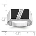thumbnail image 2 of 925 Sterling Silver Polished Mens Cubic Zirconia and Simulated Onyx Ring Size 9 4.5mm Wide Ring for Men, 2 of 2