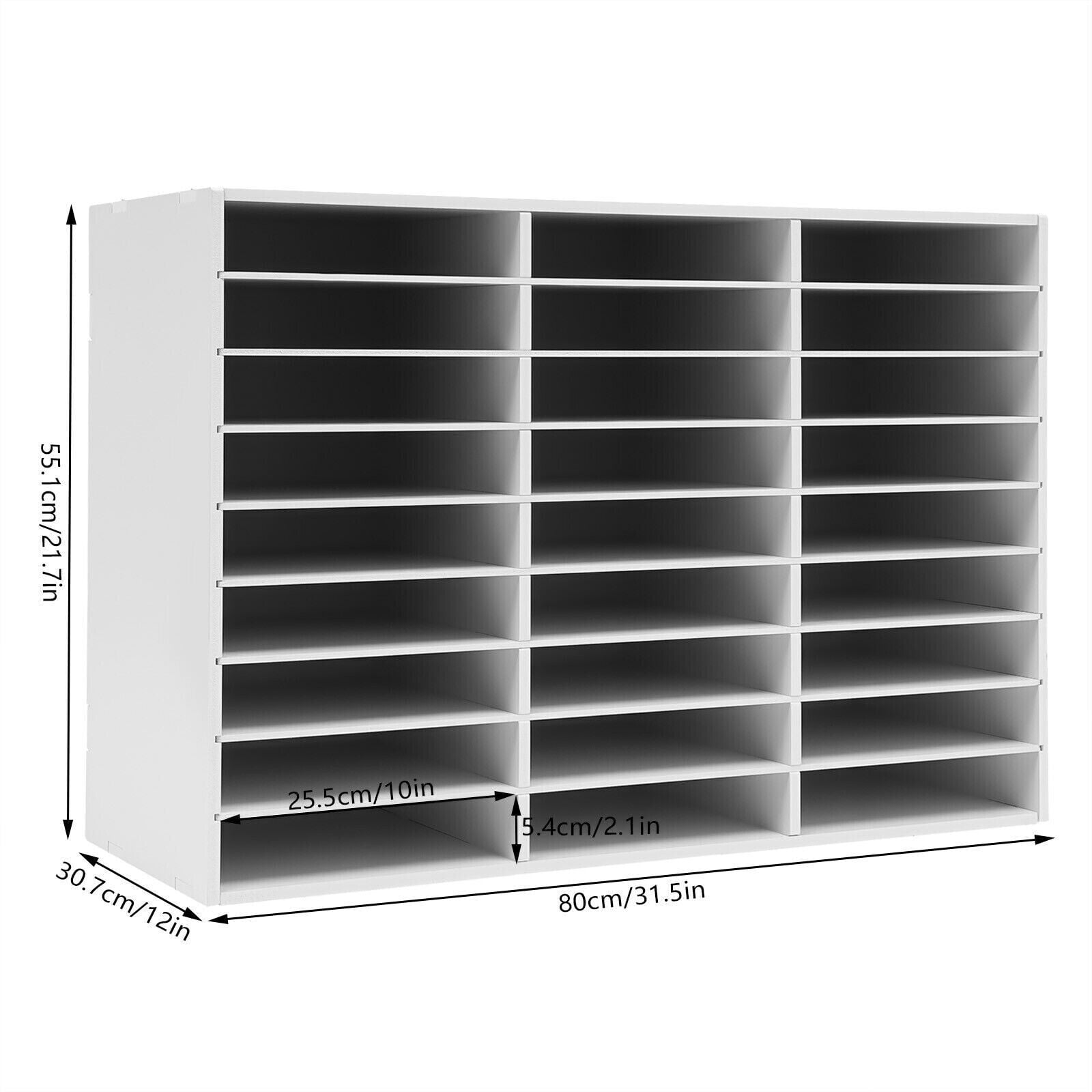 Literature Organizer, 27 Compartments Paper Storage Cabinet Mail Organizer, 31.5 X 12 X 21.69 Inch Desktop File Sorter Mail Center Mailbox School Classroom Keepers for Home&Office, White