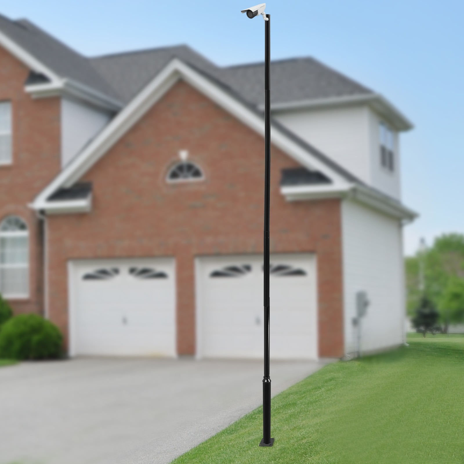Modern Black Floor Mounted Courtyard Lighting Post Outdoor 6M Split Street Light Pole Size Pole 114+76mm