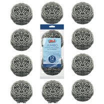 LOLA Jumbo Stainless Steel Scourers, Curled Flat Wire, Odor Free & Rust Proof - 12 CT