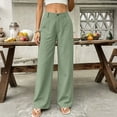 thumbnail image 2 of Women's Wide Leg Pants Solid Color High Waist Palazzo Trousers with Pockets Loose Fit Wrinkle Free Pants, 2 of 7