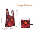 thumbnail image 2 of Shopping Bag 17.5×4.5×15in Crack Resistant Waterproof Super Large Capacity Reusable Extended Handle Can Be Carried Or One Shoulder Red Colorful Houndstooth Hand-Drawn Sketch_2, 2 of 8