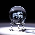 thumbnail image 2 of H&D 2.36in 3D Laser Elephant Crystal Ball Paperweight Figurine Home Art Decor Crafts, 2 of 7