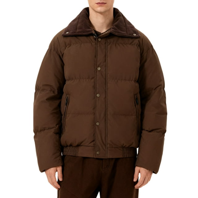 Veste Matelassée Décontractée pour Hommes avec Col Rabattu, Poches Zippées, Manteau Épais et Chaud, Parka à Manches Longues