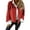 Brick Red, variant on Women's Winter Jacket - Round Neck Thick Fleece, Open Stitch Short Type Cardigan, Warm Windproof Coat
