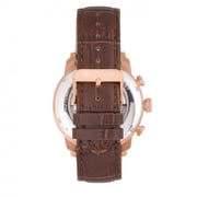 Heritor Automatic Arthur Semi-Skeleton Leather-Band Watch W/ Day/Date - Rose Gold/Black