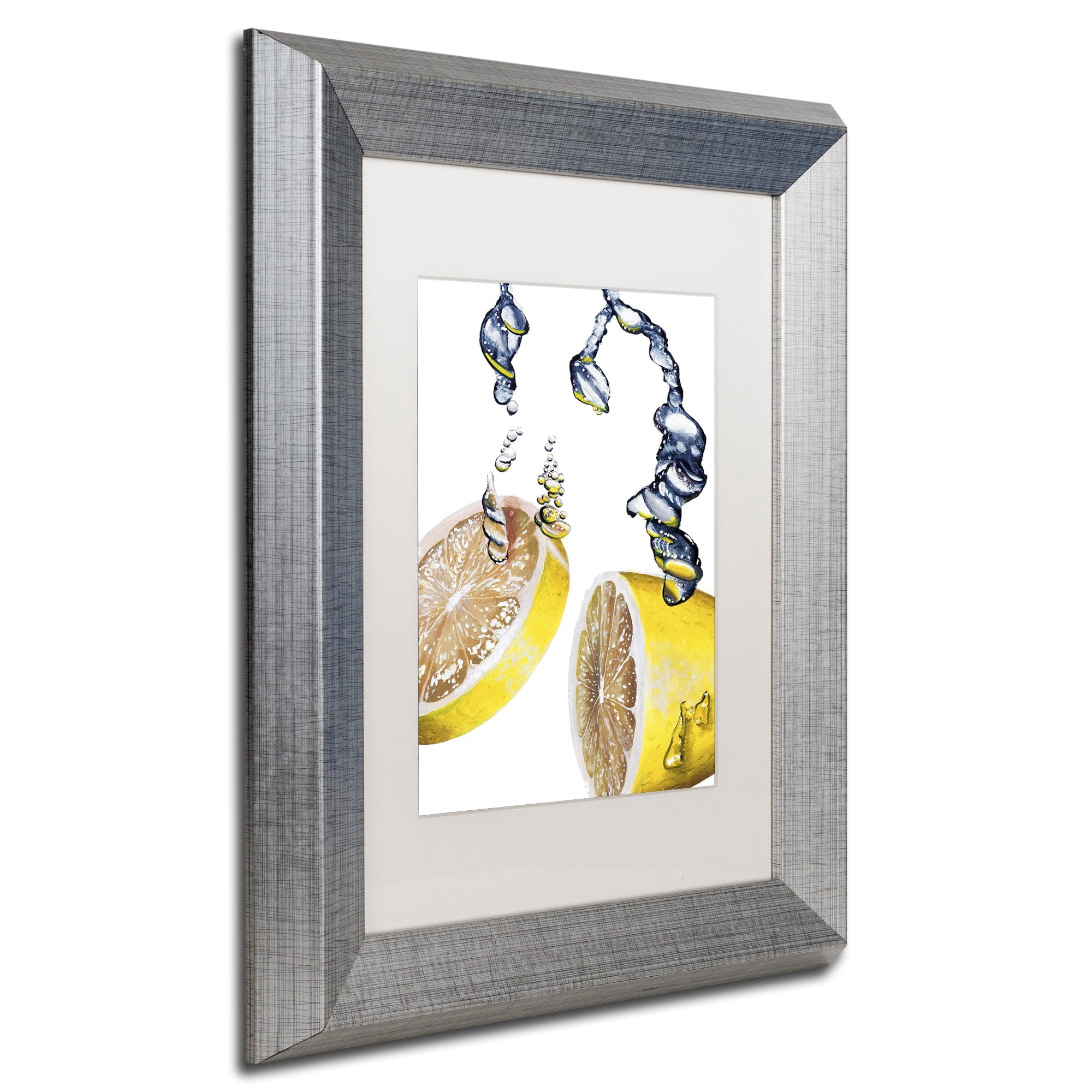 Trademark Fine Art "Lemon Splash II" Canvas Art by Roderick Stevens White Matte, Silver Frame