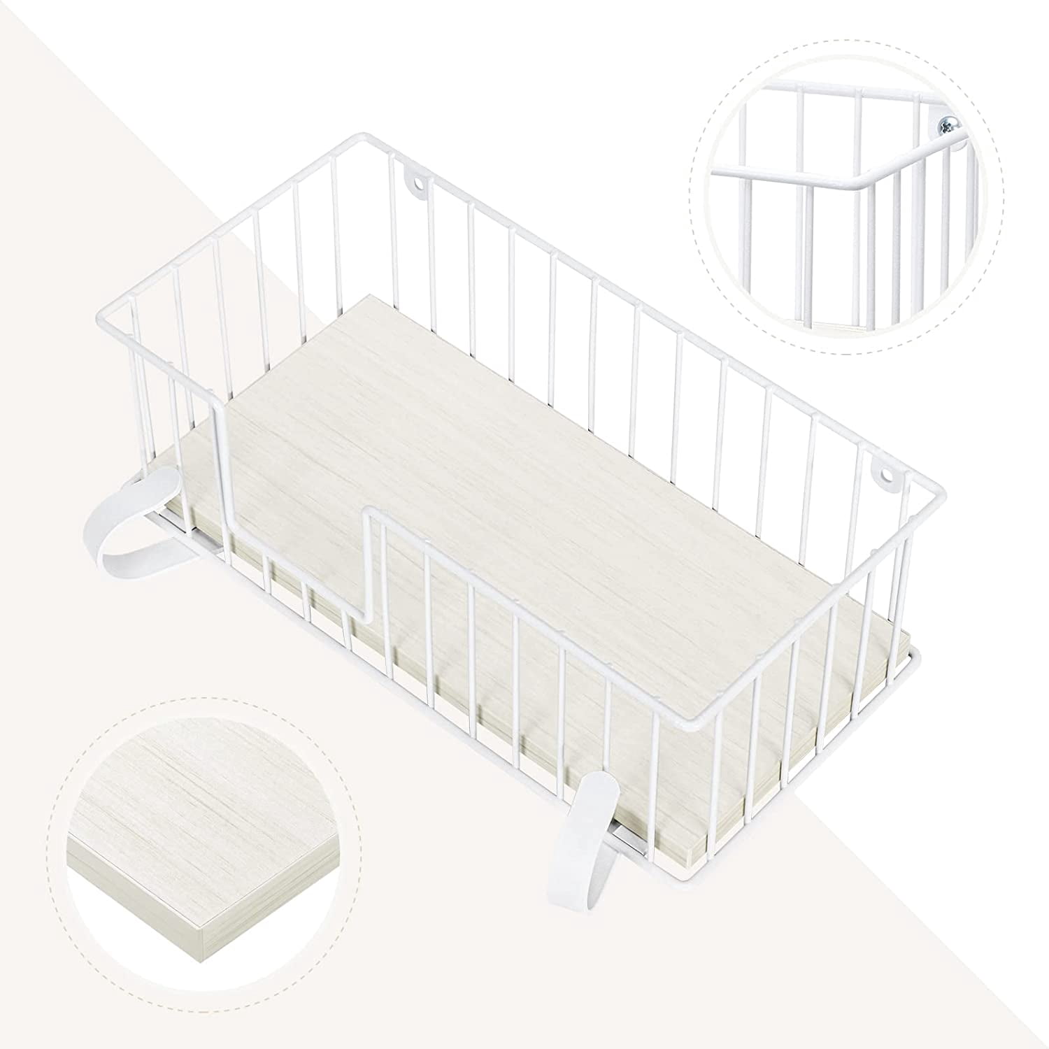 Wall Mounted Ironing Board Hanger for Y-Leg with Storage Basket, White