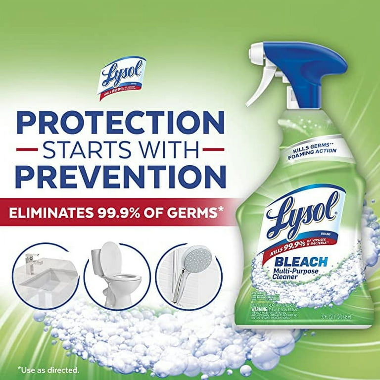 Lysol Multi Purpose Cleaner Sanitizing and Disinfecting Spray with Bleach All Purpose Cleaning Spray for Bathrooms and Kitchens 32oz