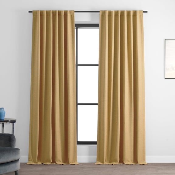 Half Price Drapes Trinket Gold Bellino Textured Faux Linen Room Darkening Curtains For Bedroom & Living Room Curtains(1 Panel), Curtains 108 Inches Long, 50W X 108L