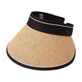 thumbnail image 1 of SGACAI Sombrero de paja de verano para mujer, plegable, de ala ancha, con lazo, visera, sombrero de viaje rápido, 1 of 7