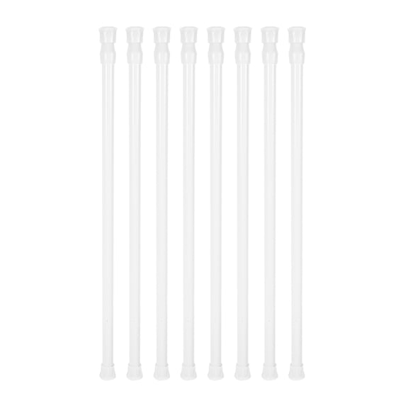 8 Small Tension Rods 15.7 inch to 28 inch Spring Extendable Curtain Curtain Shower Curtain Telescopic Rod for Kitchen Cabinet Cutlery, Closets and Cabinets, White