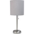 thumbnail image 2 of Lámpara de mesa con pantalla de tela y enchufe de carga, Contemporáneo, , Gray and Brushed Steel Zefei Wu 9024735068532, 2 of 5