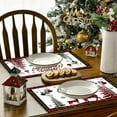 thumbnail image 4 of Merry Christmas White Placemats Set of 4 Black Red Plaid Xmas Tree Snowflake Elk Printed Table Mats Waterproof Reusable Place Mats for Dining Table Decor 12x18 Inch, 4 of 6