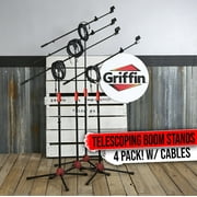 Griffin Microphone Boom Stand 4PACK Holder Mount XLR Cable Mic Clip Stage Studio