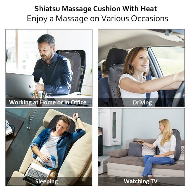 Gymax Shiatsu Massage Cushion Massager Chair Seat Vibration