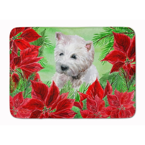 Westie Poinsettas Machine Washable Memory Foam Mat