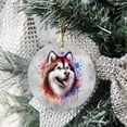 thumbnail image 3 of Watercolor Drip Alaskan Malamute Pop Art Colorful Portrait Artwork Ceramic Round Ornament Alaska Mal Dog Lovers Gifts Home Tree Decor - 01009, 3 of 5