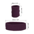 thumbnail image 2 of Uxcell 2 Sport Wristbands & 1 Headband Set Cotton Absorbent Athletic Sweatband Dark Purple, 2 of 6