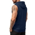 thumbnail image 3 of Dresfit Tank Tops for Men Zip Up Sleeveless Hoodie Hooded Drawstring Hawaiian Shirts 2026 Summer Loose Bodybuilding Big and Tall Running Sweatshirt Navy XL, 3 of 5