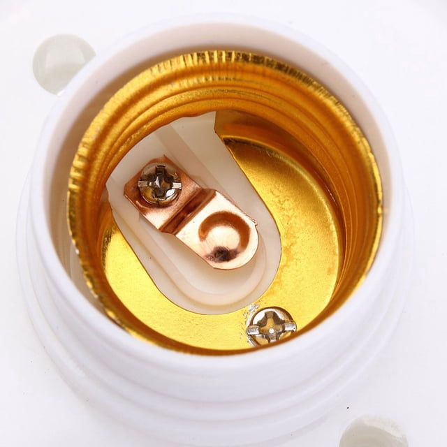 3X E27 Round Plastic Base Screw Light Bulb Lamp Socket Holder White