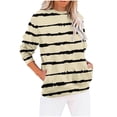 thumbnail image 2 of Craaazy Womens Sweatshirt Crew Neck Striped Color Block T-shirt Long Sleeve Pocket Pullover Gifts, 2 of 5