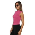 thumbnail image 3 of Sleeveless Crop Tops for Women Mock Neck Ruched Tank Tops Y2k Going Out Tops Solid Slim Fitted Shirts Rose Red XXL, 3 of 6