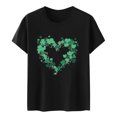 thumbnail image 4 of LUOGENLI T-shirts pour Femmes 2024 Mode Féminine Jour de la Saint-Patrick Imprimé Col Rond Manches Courtes Haut Décontracté t-Shirt (5) T-shirts pour Femmes Tee Graphique Saint-Valentin Noir TTG, 4 of 5
