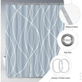 thumbnail image 5 of Light Blue Shower Curtain for Bathroom with Hooks, Shower Curtain Set, White Stripe Bath Curtains Decorative Shower Curtains Water Repellent Washable, 72 x 72, 5 of 6