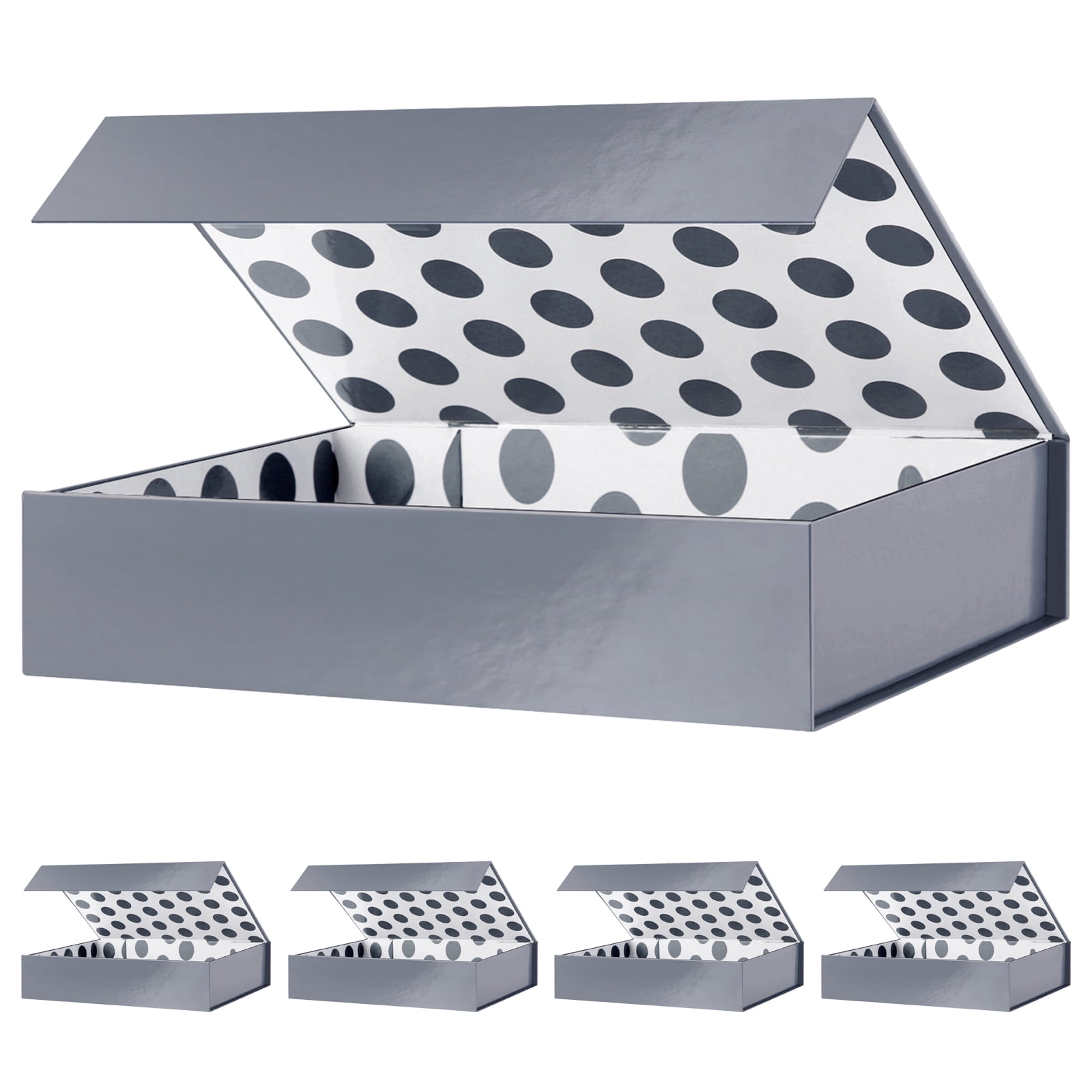 5 Gift Boxes 11x7.8x2.3 Inches, Grey Gift Boxes with Lids, Shirt Gift Boxes, Gift Boxes